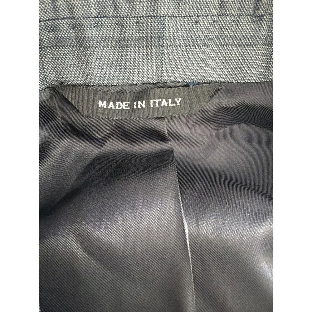 Saks Fifth Avenue Black Ermenegildo Zegna Grey Plaid Wool Silk Blazer 42R Italy